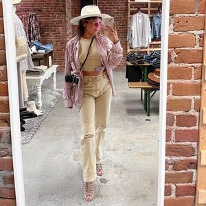 Free People High Rise Tan Jeans